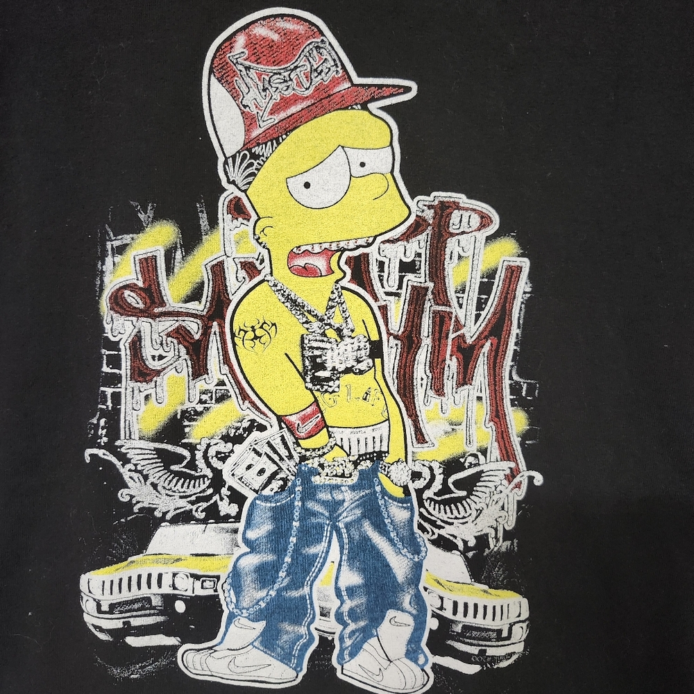 Vintage Graphic T-Shirt With Bart Simpson Hip Hop Rap Gangster. Unisex. FIRM $